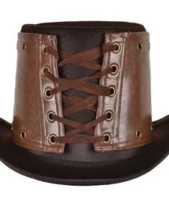 Tabi's Characters Top Hats Brown Leather Steampunk Hat