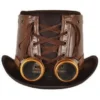 Tabi's Characters Brown Leather Steampunk Hat With Goggles