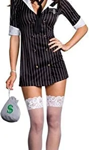 Creative Costuming Women's Costumes Pinstripe Gangster Dress / Smooth Criminal Costume