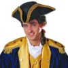 Creative Costuming Tricorn Hat / Deluxe American Revolution Hat With Ornate Gold Metallic Trim Ahoy Me Hearties!