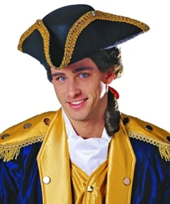 Creative Costuming Tricorn Hat / Deluxe American Revolution Hat With Ornate Gold Metallic Trim Ahoy Me Hearties!
