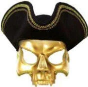 Creative Costuming Ahoy Me Hearties! Pirate Hat W/attached Pirate Skull Venetian Mask