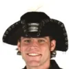 Creative Costuming Ahoy Me Hearties! Pirate Hat Black Velvet With White Feather
