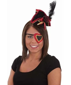 Creative Costuming Ahoy Me Hearties! Mini Pirate Headband Set W/Eyepatch & Garter / Black Velvet/Satin Pirate Hat