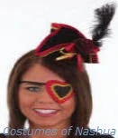 Creative Costuming Ahoy Me Hearties! Mini Pirate Headband Set W/Eyepatch & Garter / Black Velvet/Satin Pirate Hat