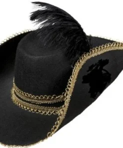 Creative Costuming Pirate Hat / Musketeer Hat With Feather / Black Felt Ahoy Me Hearties!