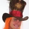 Creative Costuming Top Hats Mad Hatter Brown Top Hat With Orange Hair